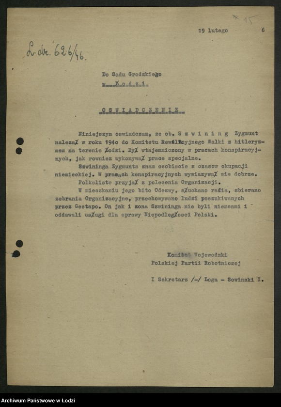 Obraz 16 z jednostki "Korespondencja [I sekretarza; skargi, dyrektywy, zaświadczenia]"