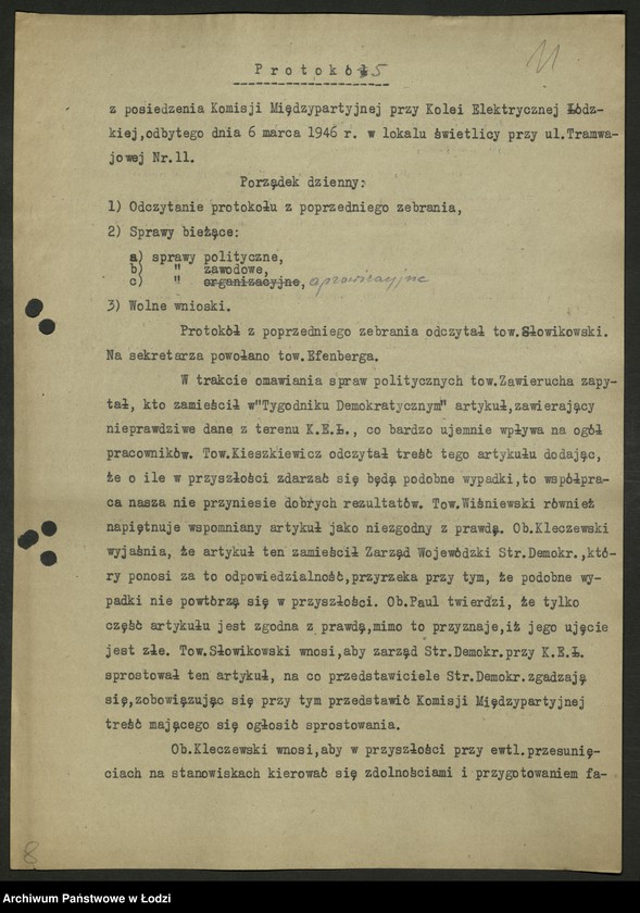 Obraz 12 z jednostki "Protokoły [wspólnych posiedzeń komitetów dzielnicowych PPS i PPR] T-2"