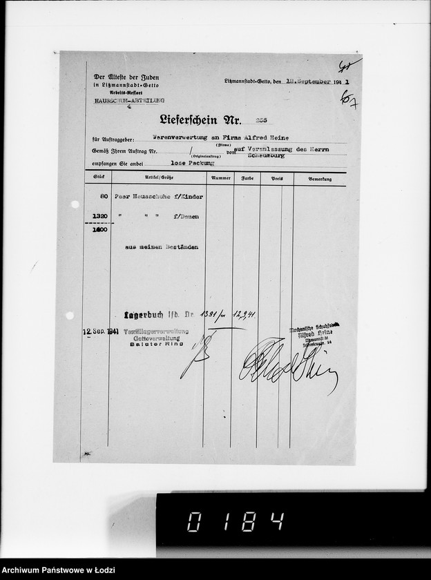 Obraz 11 z jednostki "Firma Heine Litzmannstadt.[Zakup obuwia i towarów włókienniczych]"