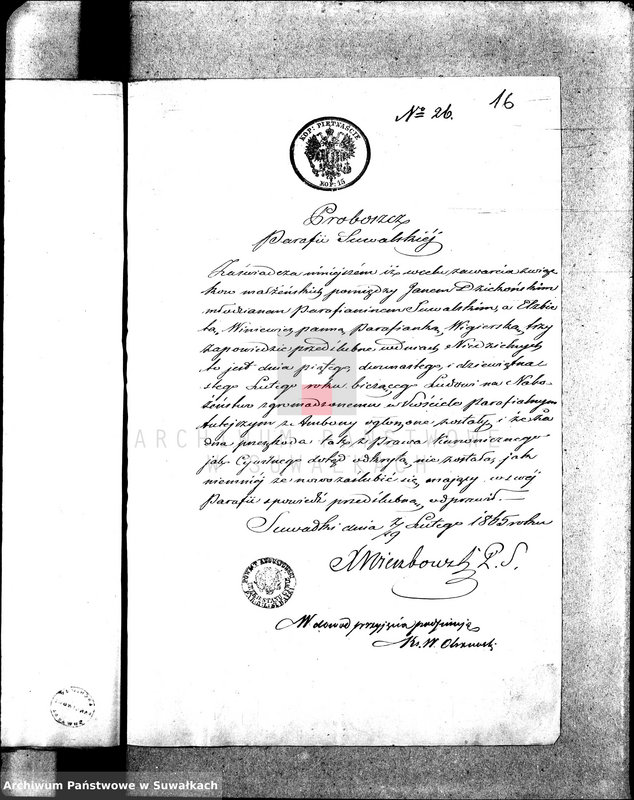 image.from.unit.number "Anneksa do Akt Zaślubionych Parafii Wigierskiej z Roku 1865."
