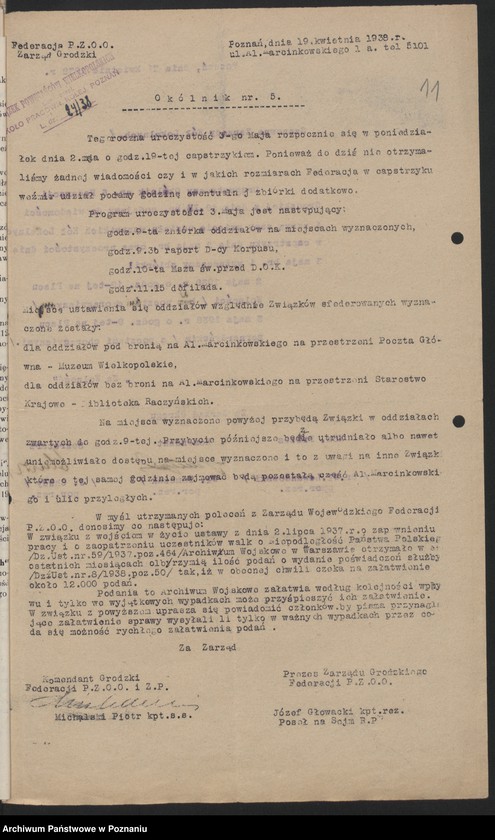image.from.unit.number "Okólniki Okręgu Poznańskiego Związku Powstańców Wielkopolskich."