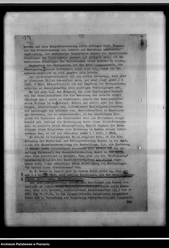 Obraz 18 z jednostki "Umsatzsteuerpflicht bei der Einbringung der Porzellan- und Steingutfabriken Kolmar in die G.m.B.H."