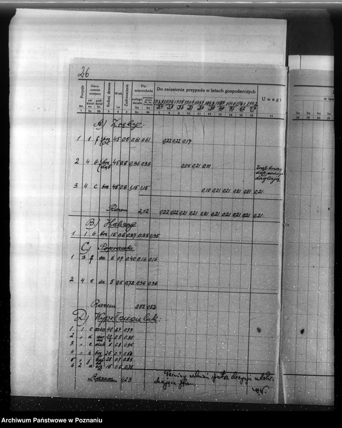 Obraz 20 z jednostki "Plan urządzenia gospodarstwa leśnego dla lasu majętności Kuleczyn w powiat nowotomyski 1933-1943"