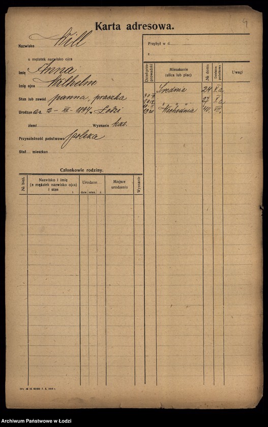 Obraz 6 z jednostki "[Spis ludności Łodzi] Wiktoszewska - Wilde"