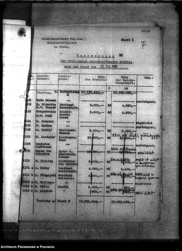 Obraz 11 z jednostki "Kredyt Stand per 30. IX. 1940."