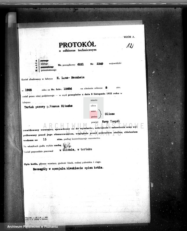 Obraz 16 z jednostki "Tartak w Glinnie, pow. nowotomyski, własność R. Nitsche nr woj. 2349"