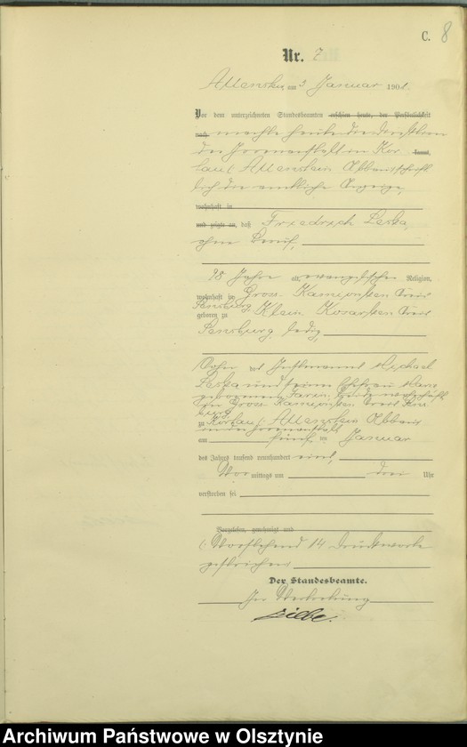 image.from.unit.number "Sterbe-Haupt-Register Tom I,Nr 1 - 399"