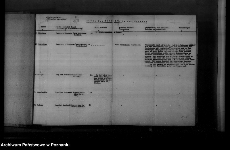 Obraz 5 z jednostki "Spisy i personalia urzędników, landratów oraz urzędników landrackich, miejskich i komisarzy obwodowych"