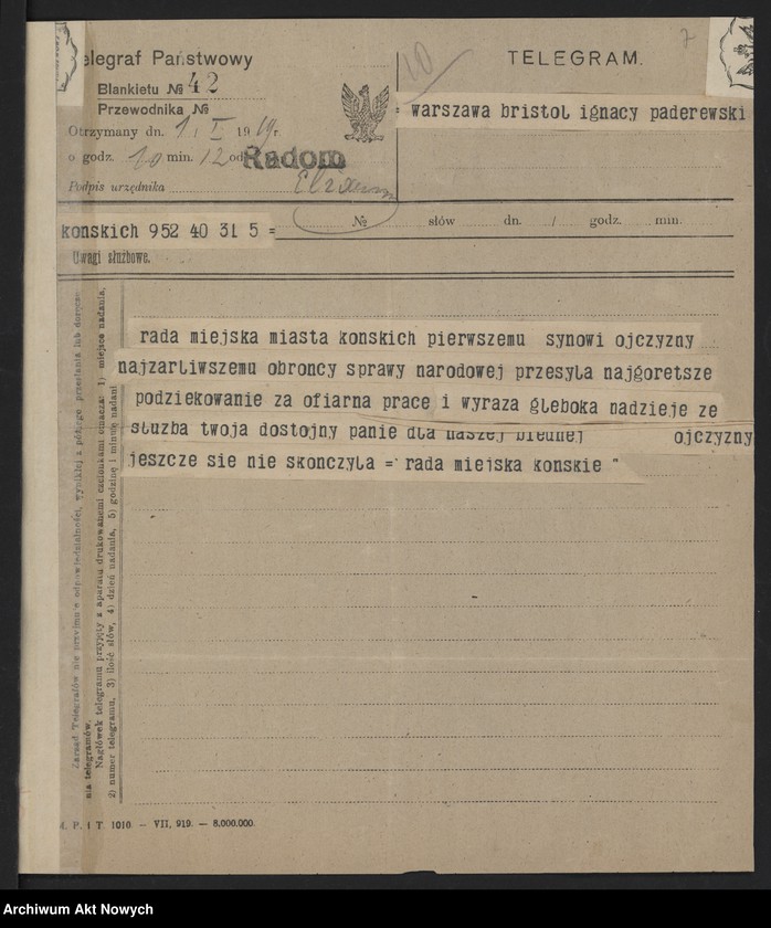 image.from.unit.number "Hołdy; listy, depesze, adresy od instytucji, organizacji, osób prywatnych; H. Windakiewicz: "Stosunek dzieł Paderewskiego do muzyki ludowej" Studium analityczne. Echo muzyczne. Warszawa 1902-1903 (maszynopis)"