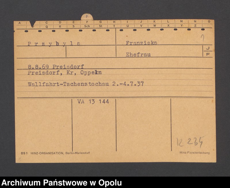 Obraz 3 z jednostki "[Przybyla Franciszka, ur. 08.08.1869 Preisdorf]"