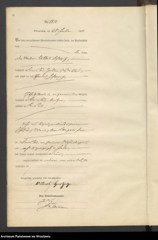 image.from.unit.number "Sterbe-Haupt-Register Breslau II 1901 Band 5"