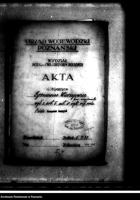 Obraz 5 z jednostki "Majątek Broniewice-Wierzejewice powiatu mogileńskiego wyłączenie z art. 4 i 5 ustawy o wykonaniu reformy rolnej"