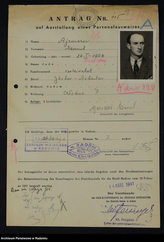 image.from.unit.number "[Wnioski o wydanie dowodów osobistych oraz nie odebrane dowody Ajzenman Złata - Akierman Gerszon]"