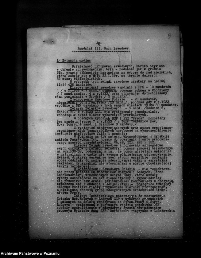 Obraz 13 z jednostki "Sprawozdanie sytuacyjne ze stanu bezpieczeństwa za miesiące styczeń-maj, lipiec 1939 r. oraz sprawozdanie z polskiego legalnego ruchu politycznego za miesiąc czerwiec 1939 r."