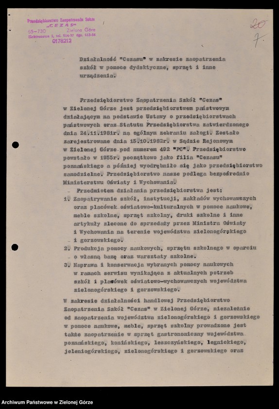 image.from.unit.number "Protokóły z posiedzeń Komisji Wychowania i Oświaty Wojewódzkiej Rady Narodowej w Zielonej Górze; Nr 1 - 2; 1 - 2"