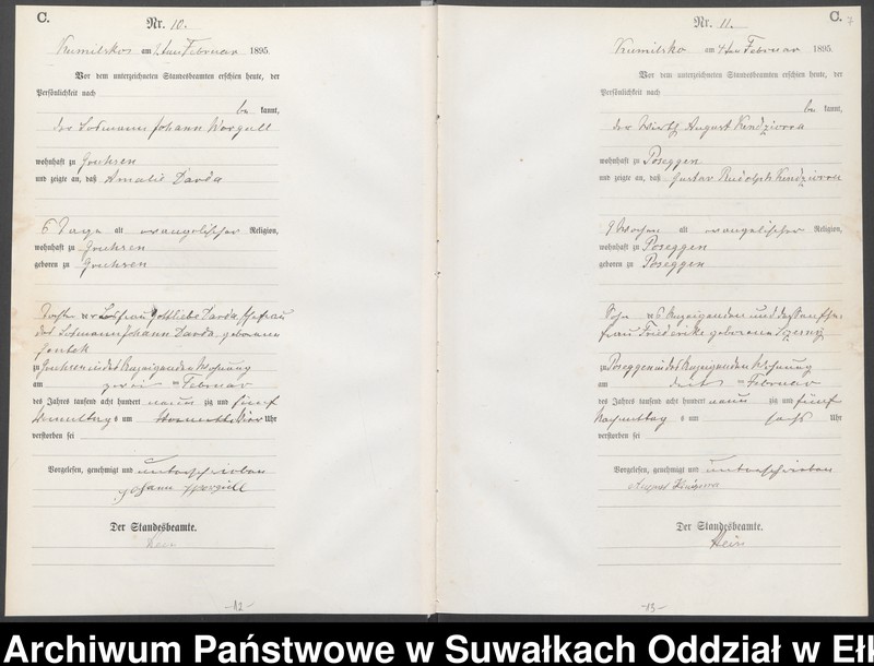 image.from.unit.number "Sterbe-Haupt-Register des Königlichen Preussischen Standes-Amtes Kumilsko Kreis Johannisburg"