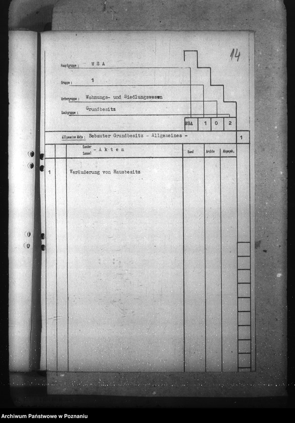 Obraz 18 z jednostki "Wykaz dla urzędu Wohnungs- und Sied- lungsamt"