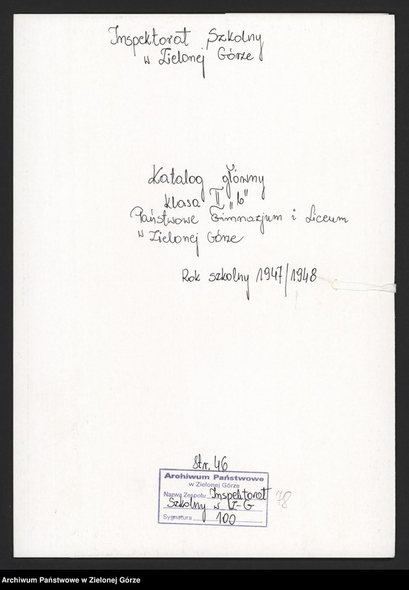 image.from.unit.number "Państwowe Gimnazjum i Liceum w Zielonej Górze -Katalog główny -klasa II b - rok szkolny 1947/1948"