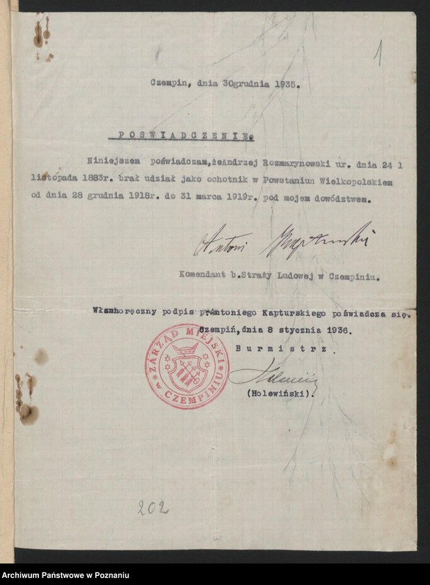 Obraz 3 z jednostki "Czempiń, powiat Kościan akta koła."