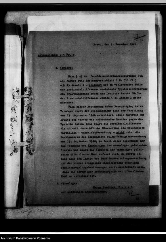 Obraz 14 z jednostki "Forderung gegen den Reichskommisar für die Fertigung deutschen Volkstums [Grundstück Schönfelde, Kreis Gnesen Bl. Nr.32]."