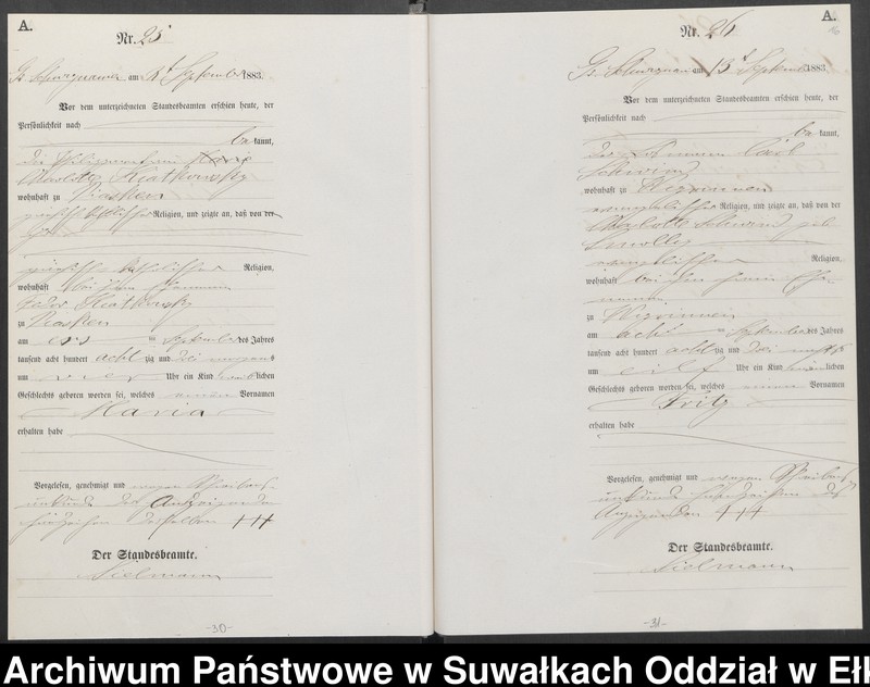 image.from.unit.number "Geburts-Haupt-Register des Königlich Preussischen Standes-Amtes Guszianka Kreis Sensburg"