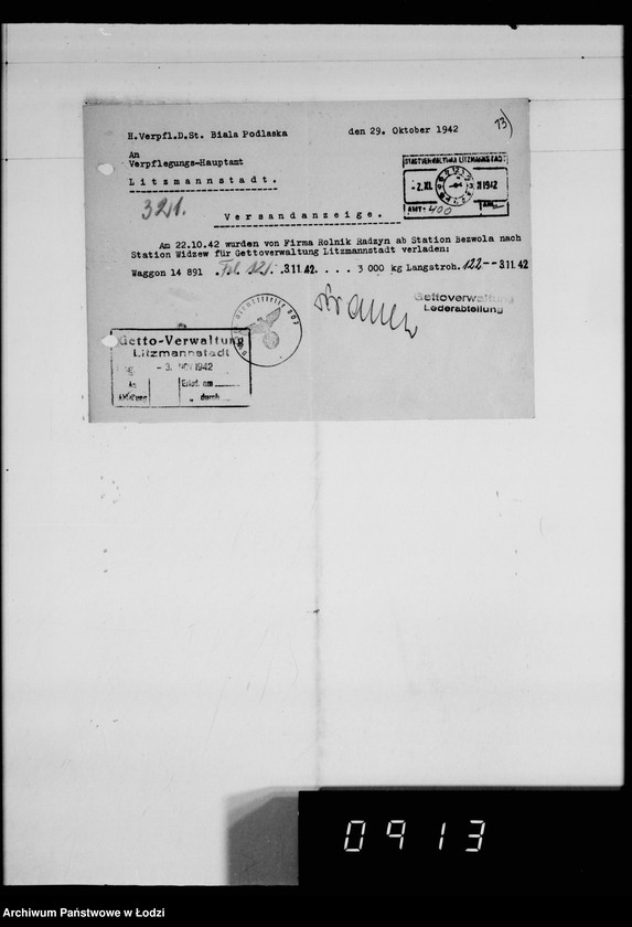 Obraz 18 z jednostki "Strohschuhe. Rechnungen, Frachtberichte, Waggon-Eingang"