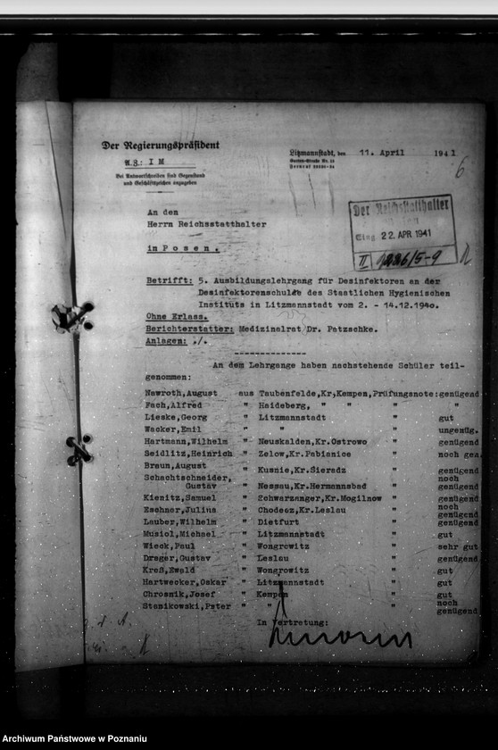 Obraz 10 z jednostki "Zahlenmässige Übersichten über das Medizinalpersonal. Ausbildung der Desinfektoren."