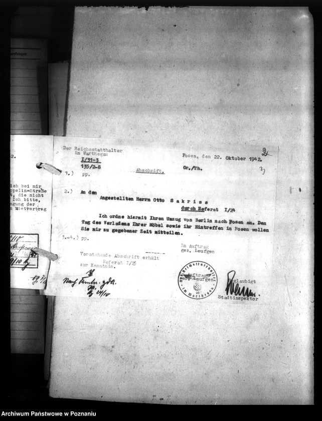 Obraz 7 z jednostki "Wohnungszuweisungen für Deutsche. Verdrängung der Polen."