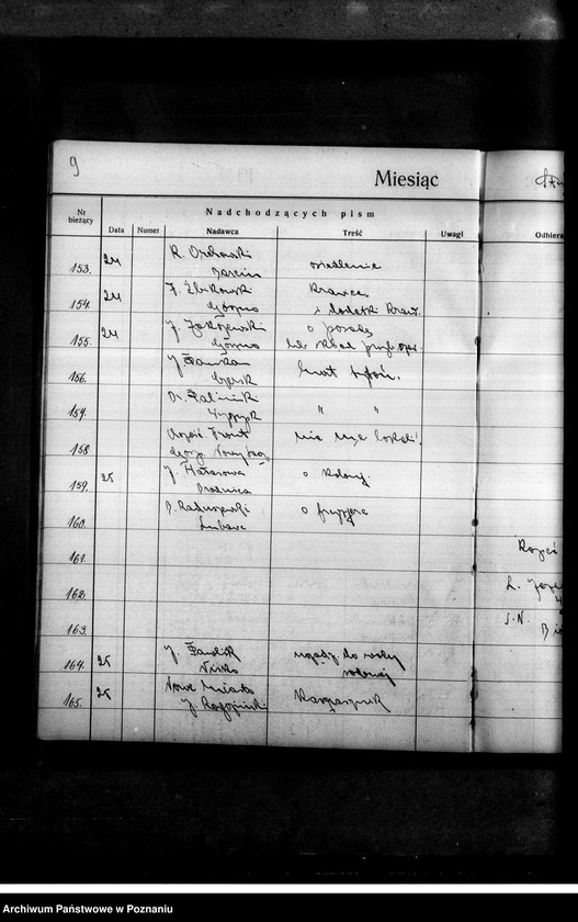 Obraz 13 z jednostki "Rejestr nadchodzących i wysyłanych pism przez Stronnictwo Narodowe i Obóz Wszechpolski"