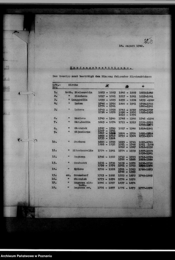 Obraz 17 z jednostki "Einziehungsprotokolle [ksiąg kościelnych] Kreis Obornik [powiat obornicki]"