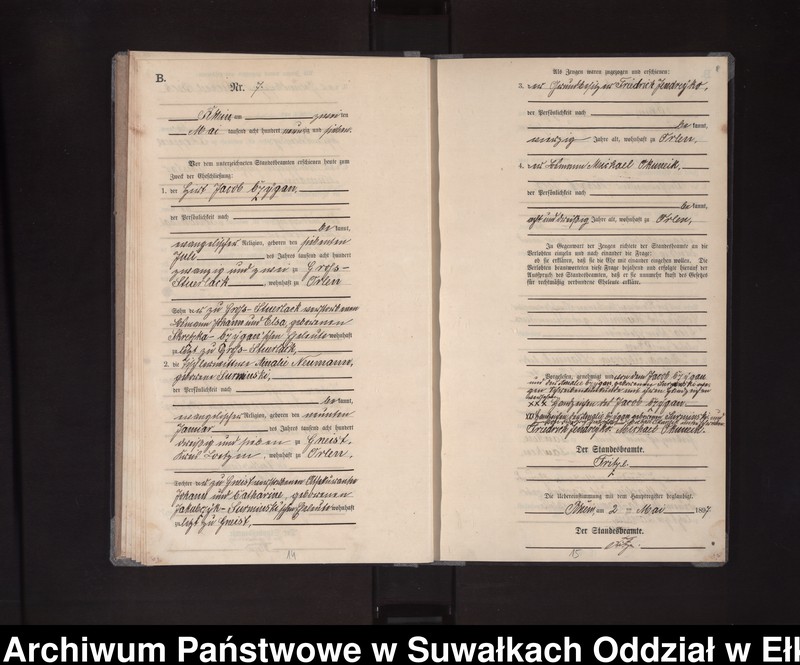 image.from.unit.number "Heiraths-Neben-Register des Königlichen Preussischen Standes-Amtes Orlen Kreis Loetzen"