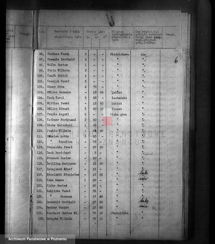Obraz 10 z jednostki "Spis właścicieli lasów do 30 ha powiat nowotomyski"