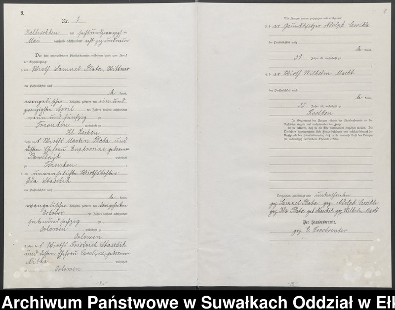 image.from.unit.number "[Heiraths-Haupt-Register des Königlichen Preussischen Standes-Amtes Kallischken Kreis Johannisburg]"
