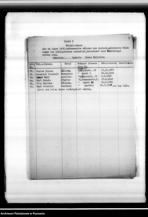 Obraz 8 z jednostki "Spisy miejscowych Niemców z powiatu wolsztyńskiego służących w wojsku polskim lub internowanych przez polskie władze"