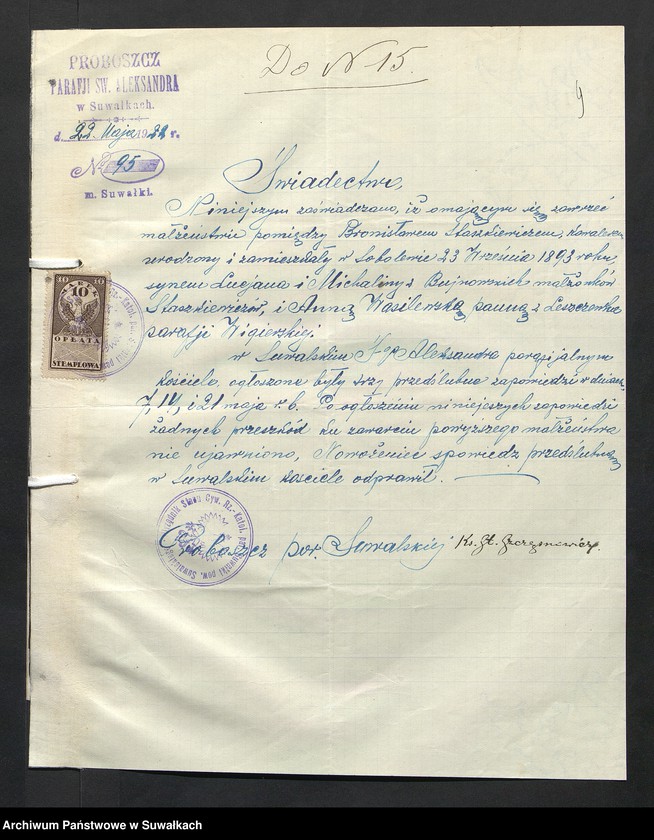 image.from.unit.number "[Dokumenty do akt małżeństw parafii rzymskokatolickiej w Wigrach z 1922 roku]"