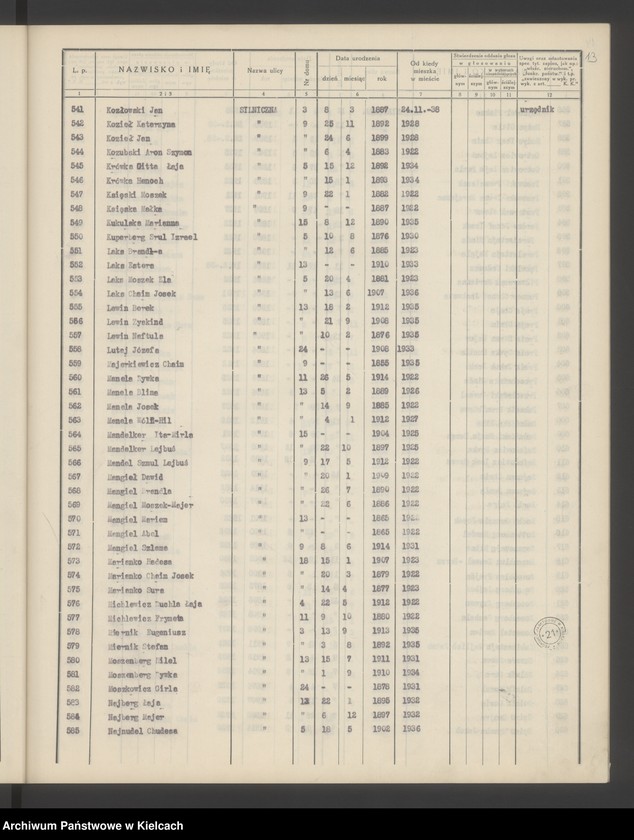 image.from.unit.number "Spis wyborców Rady Miejskiej uprawnionych do głosowania przy wyborze radnych miejskich i ich zastępców, Okręg wyborczy Nr VI. Obwód Nr 3"