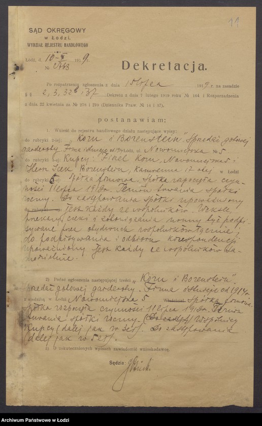 Obraz 13 z jednostki "Fiszel Korn i Hers Icek Borenstein – sprzedaż gotowej garderoby"