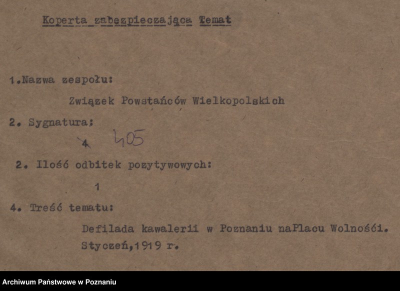 Obraz 4 z jednostki "Defilada kawalerii powstańczej w Poznaniu na Placu Wolności."