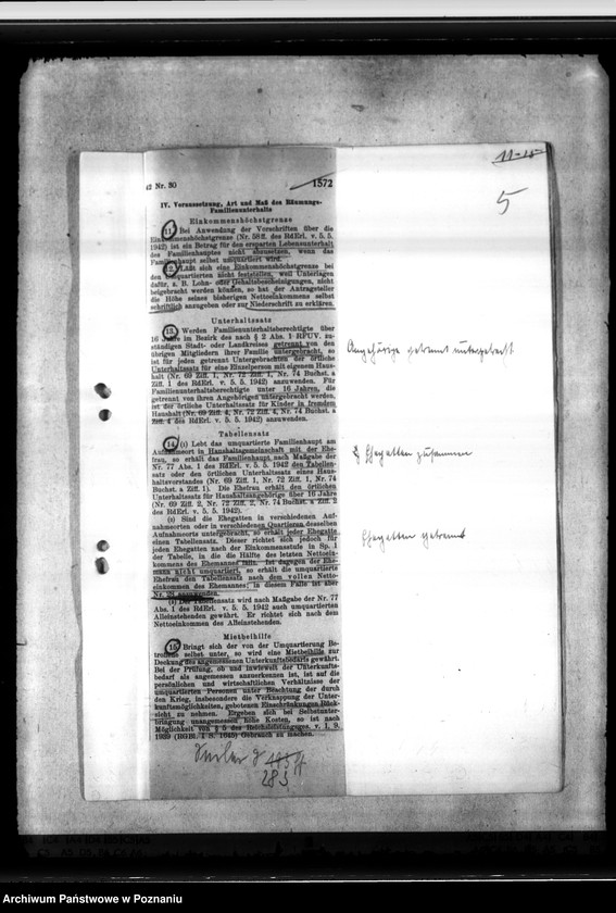 Obraz 9 z jednostki "Räumungs - Familienunterhalt. Sonderunterstützung für Polen. Umquartierung wegen Luftgeführdung"