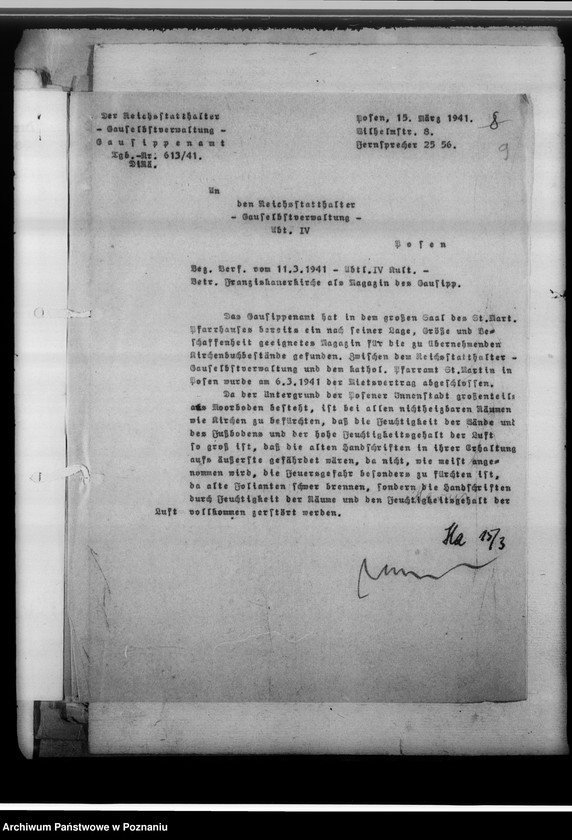 Obraz 13 z jednostki "[Wytyczne i korespondencja w sprawie zabezpieczenia magazynów archiwalnych]"