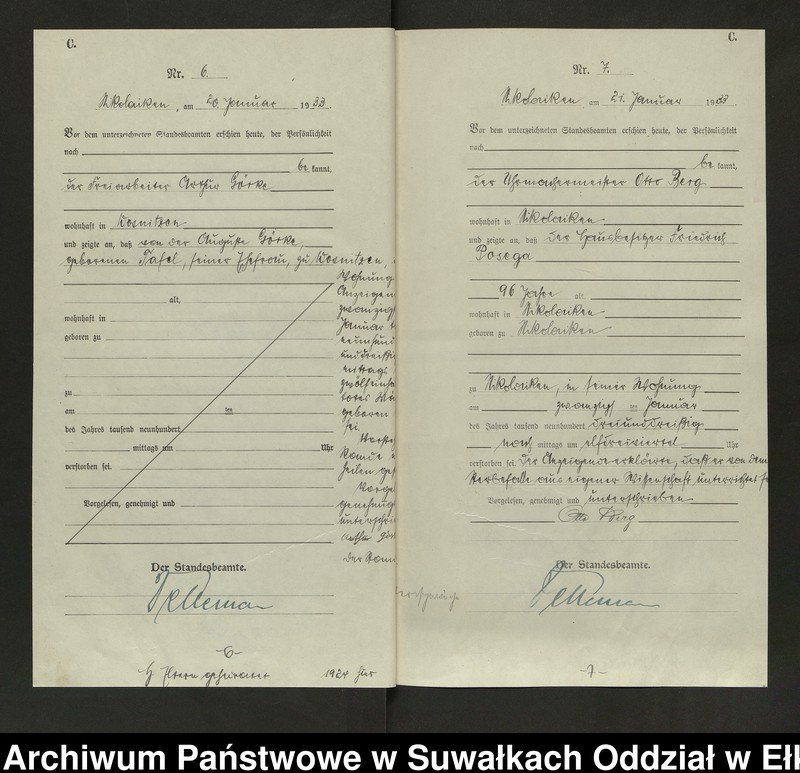 Obraz 6 z jednostki "Sterbe=Haupt=Register des Königlichen Preussischen Standes-Amtes Nikolaiken Kreis Sensburg"