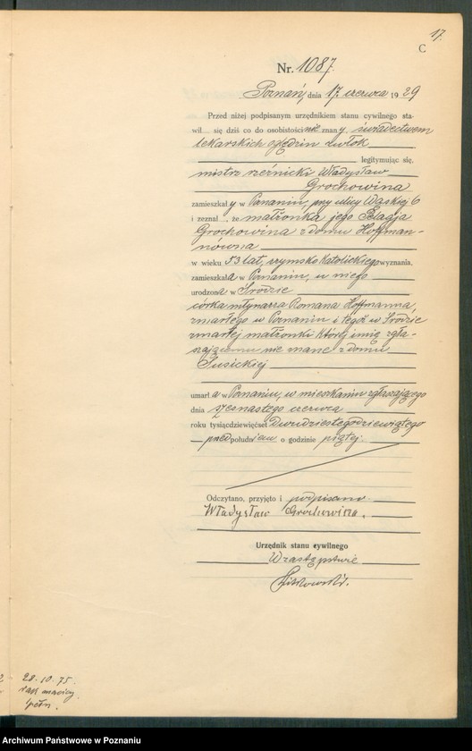 Obraz 19 z jednostki "Księga miejscowa zgonów tom III [Rejestr główny zgonów]"