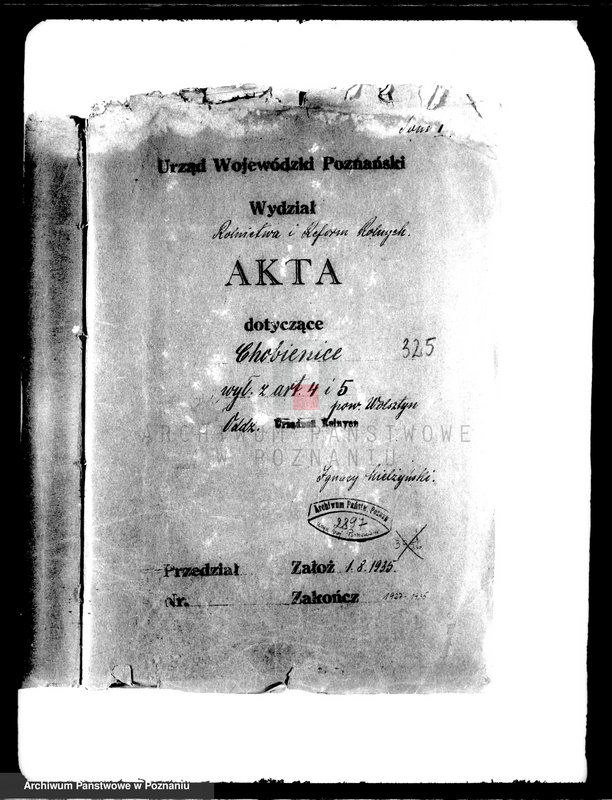 image.from.unit.number "Majątek Chobienice powiatu wolsztyńskiego wyłączenie z art. 4 i 5 ustawy o reformie rolnej Ignacy Mielżyński"