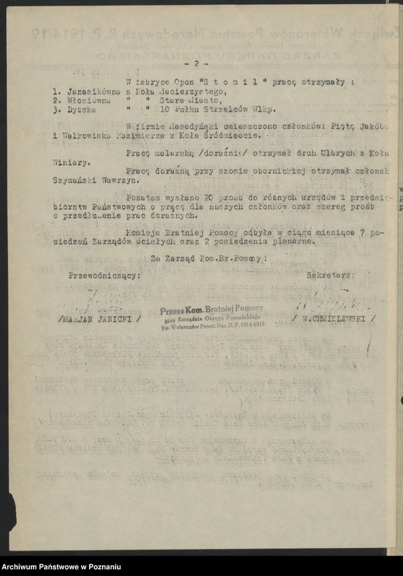 Obraz 19 z jednostki "Korespondencja [spis bezrobotnych członków Związku Powstańców Wielkopolskich."