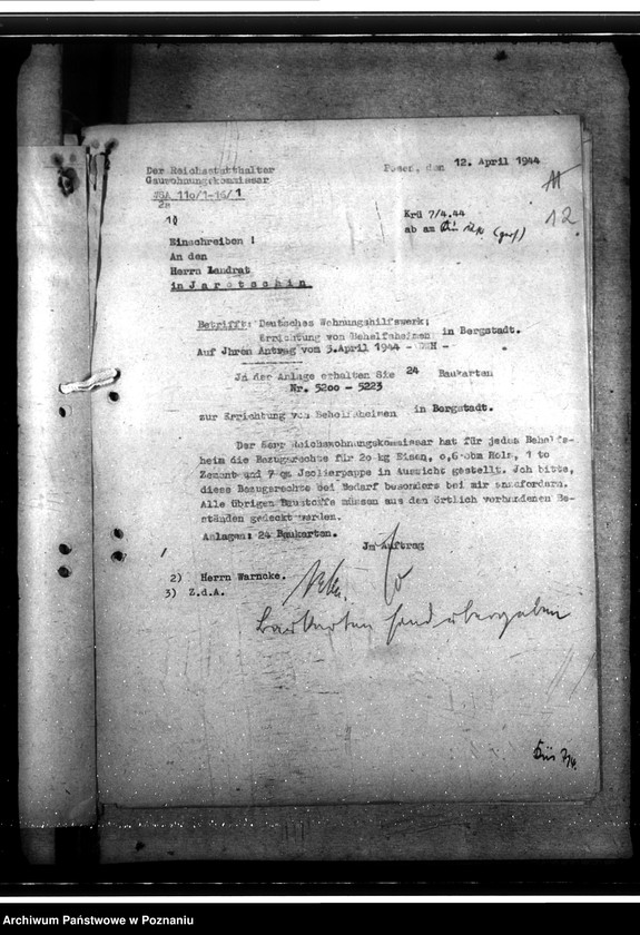 Obraz 16 z jednostki "Errichtung von Behelfsheimen des DWH. Baukarten"