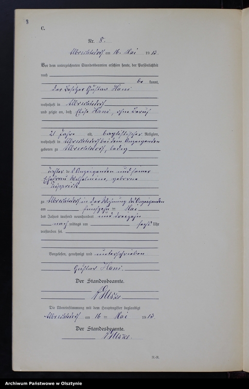 image.from.unit.number "Sterbe-Neben-Register Nr 1 - 25 [ Księga zgonów - wtóropis ]"