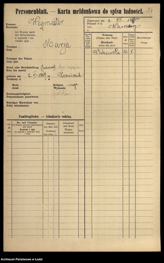 Obraz 19 z jednostki "[Spis ludności Łodzi] Wedrych - Welk"