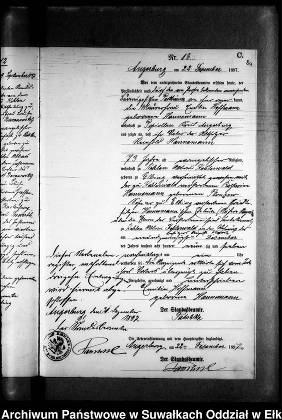 image.from.unit.number "Sterbe-Neben-Register des Preussischen Standes-Amtes Kehlen Kreis Angerburg"