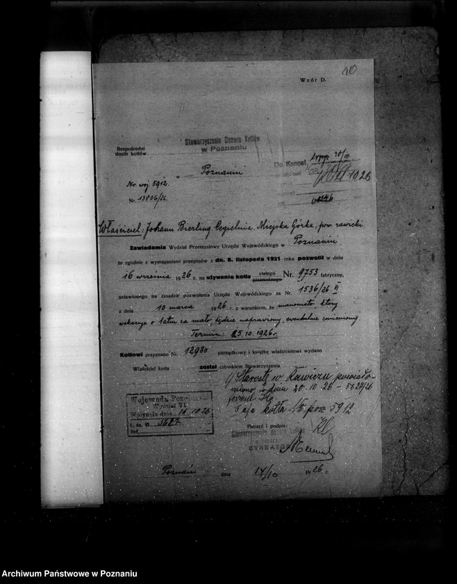 image.from.unit.number "Cegielnia i Fabryka Dachówek J. Bierlinga w Miejskiej Górce powiat rawicki nr woj. kotła 5912"