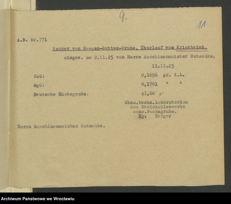 image.from.unit.number "Antrag auf Sicherstellung hilfsw. Verleihung u. Wasserrechten und deren Eintragung in das Wasserbuch für das Steinkohlenbergwerk Cons. Seegen-Gottes-Grube zu Altwasser Kr. Waldenburg i. Schl. Tiefbau-Schacht-Anlage I+II"
